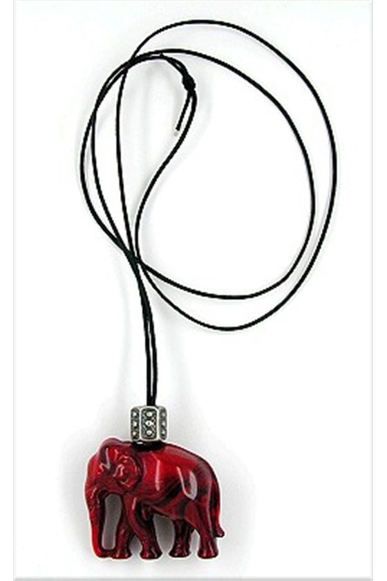 NECKLACE ELEPHANT RED-MARBLED