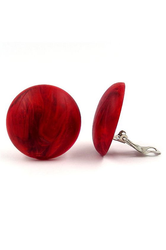 CLIP-ON EARRING RED MARBLED