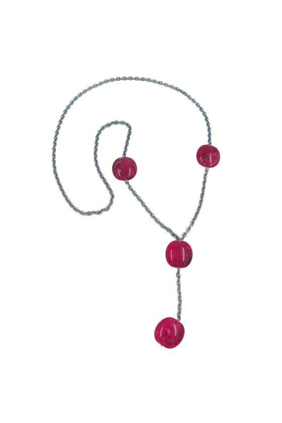 NECKLACE NUGGET-BEADS PINK 100CM