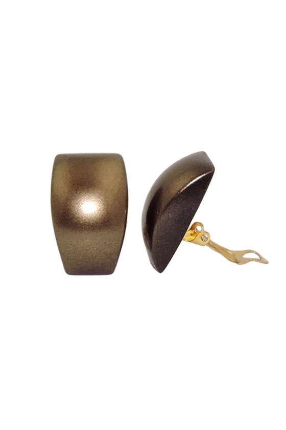 CLIP-ON EARRING TRAPEZIUM BRASS GOLD COLORED