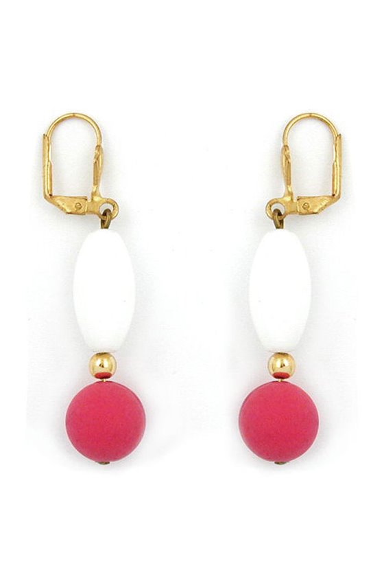 LEVERBACK EARRINGS WHITE RED