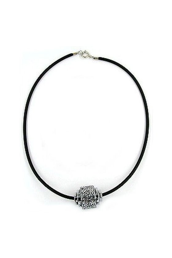 NECKLACE RUBBER 3MM ANTIQUE/ METAL LOOK