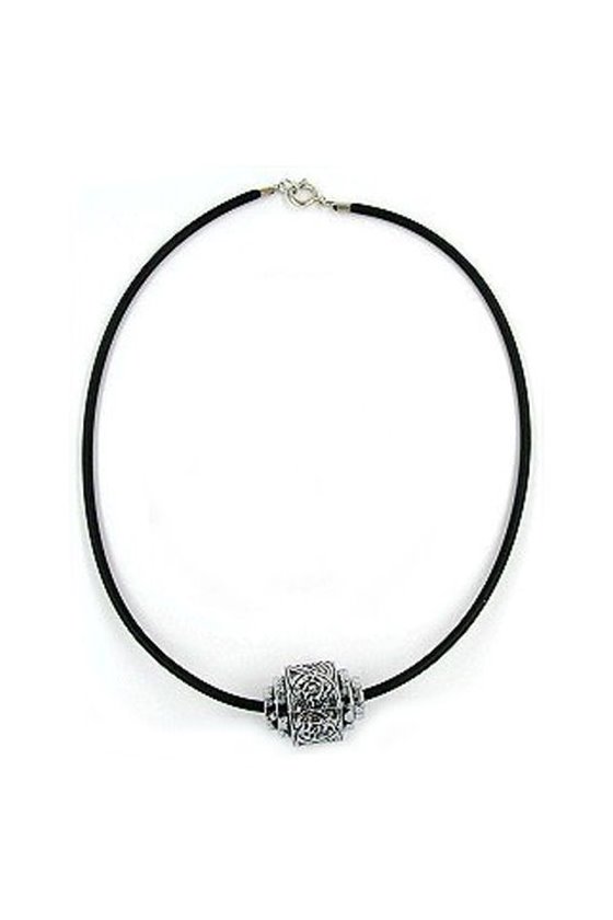 NECKLACE RUBBER 3MM ANTIQUE/ METAL LOOK