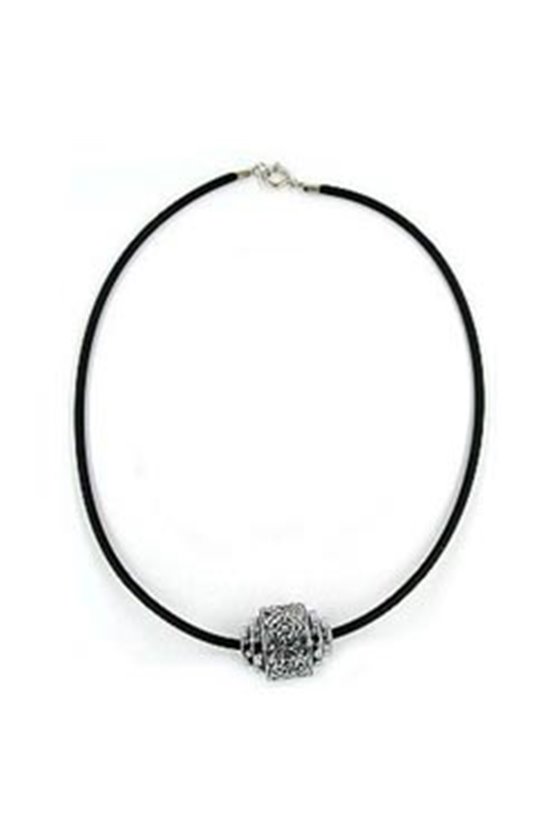 NECKLACE RUBBER 3MM ANTIQUE/ METAL LOOK