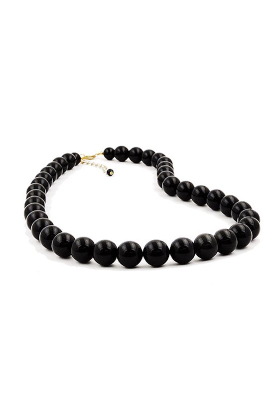NECKLACE BEADS 12MM BLACK SHINY