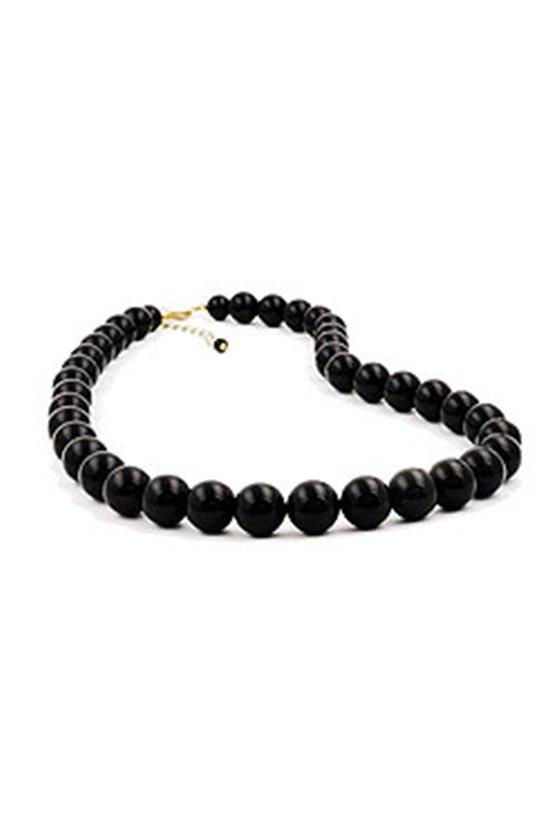 NECKLACE BEADS 12MM BLACK SHINY