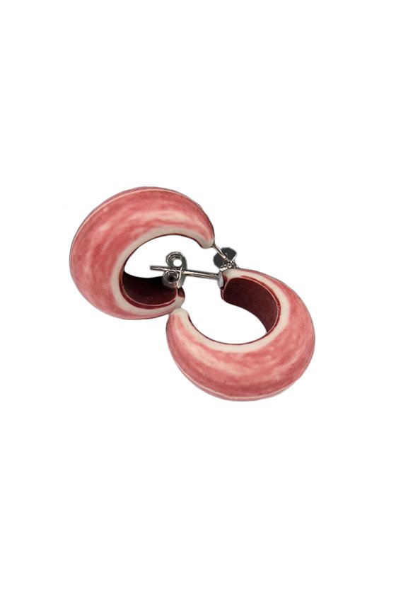 STUD EARRINGS HOOPS RUST RED PINK