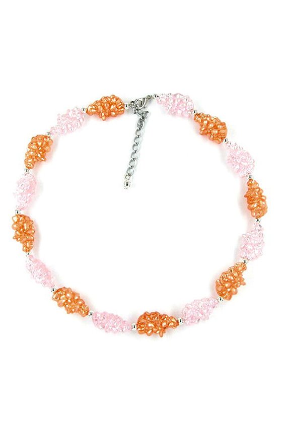 NECKLACE APRICOT/ROSé COLOUR BEADS