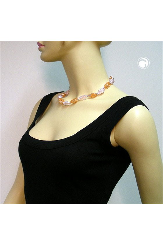 NECKLACE APRICOT/ROSé COLOUR BEADS