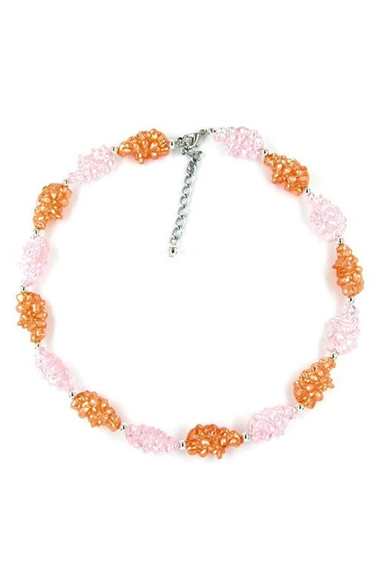 NECKLACE APRICOT/ROSé COLOUR BEADS