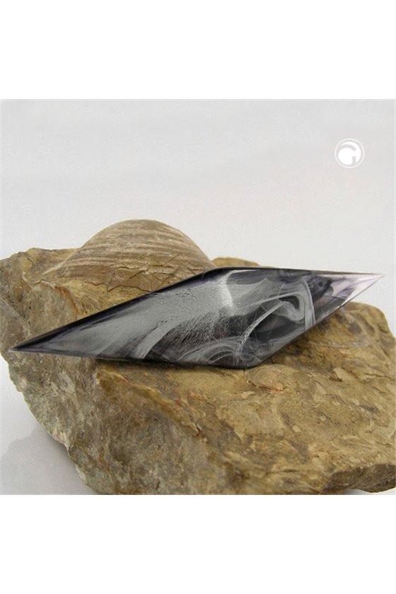 BROOCH SILVER BLACK MARBLED