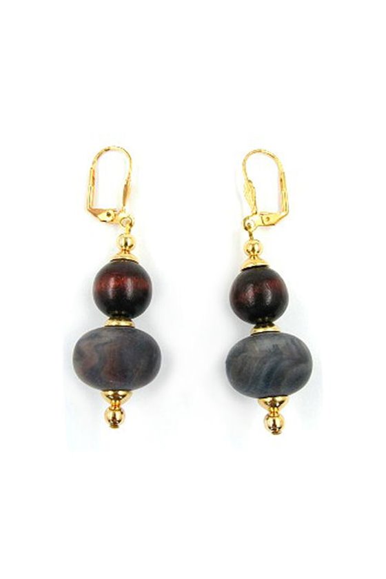 LEVERBACK EARRINGS DARK BROWN GREY