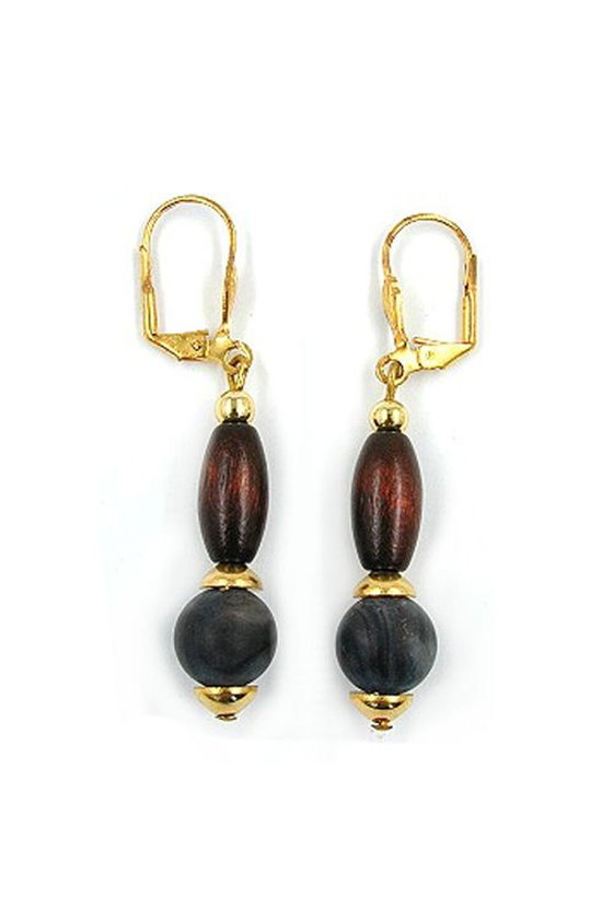 LEVERBACK EARRINGS DARK BROWN GREY