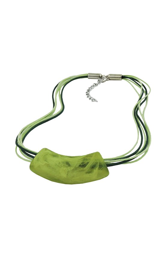 NECKLACE TUBE FLAT CURVED GREEN 50CM