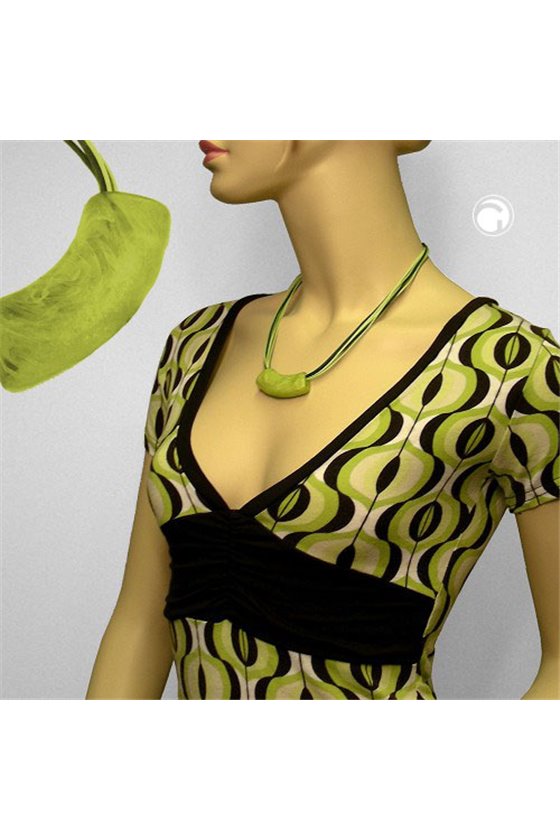 NECKLACE TUBE FLAT CURVED GREEN 50CM