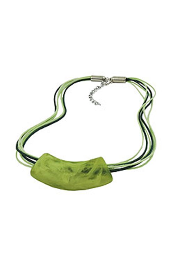 NECKLACE TUBE FLAT CURVED GREEN 50CM