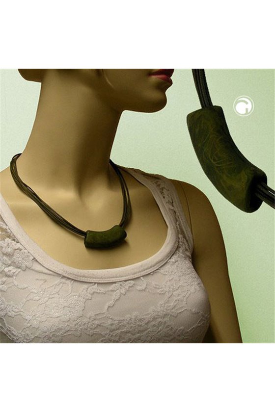 NECKLACE TUBE FLAT CURVED DARK-GREEN