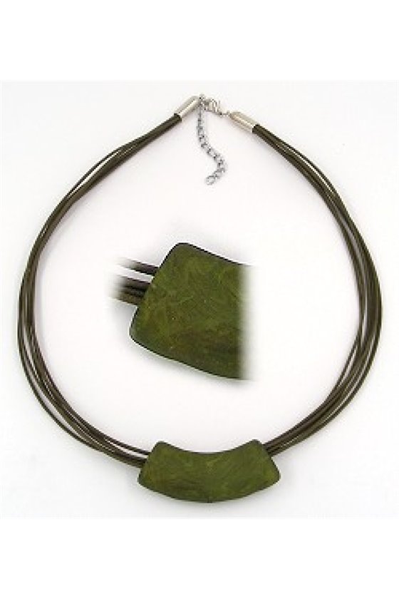 NECKLACE TUBE FLAT CURVED DARK-GREEN