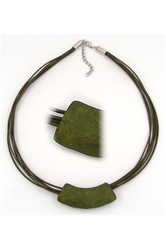 NECKLACE TUBE FLAT CURVED DARK-GREEN