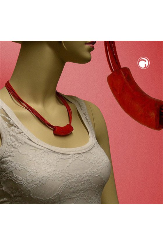 NECKLACE TUBE FLAT CURVED CORAL 50CM