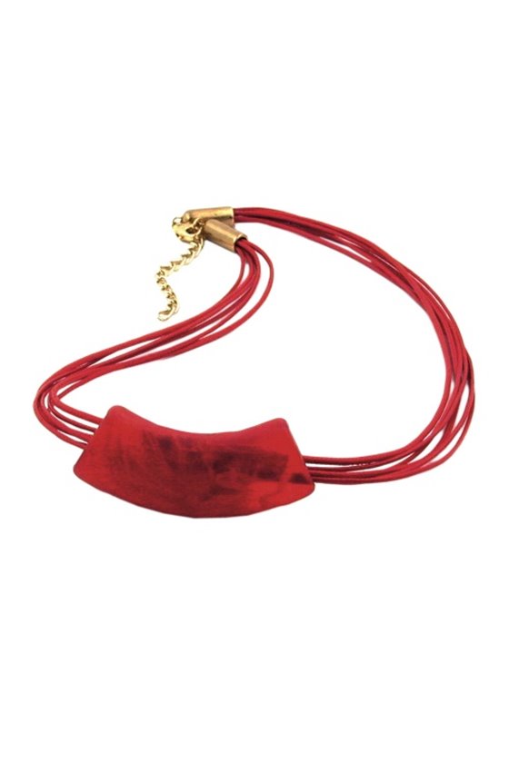 NECKLACE TUBE FLAT CURVED CORAL 50CM