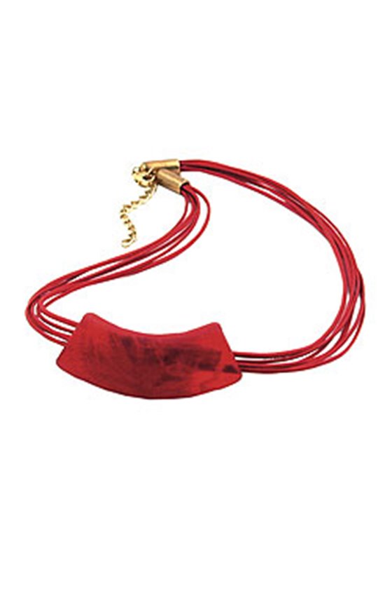 NECKLACE TUBE FLAT CURVED CORAL 50CM