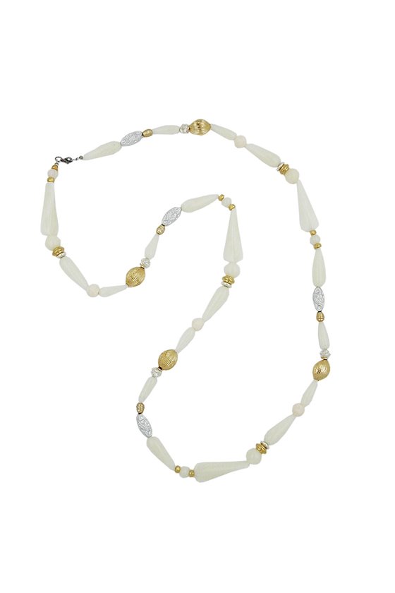 NECKLACE BEADS CREAM 96CM
