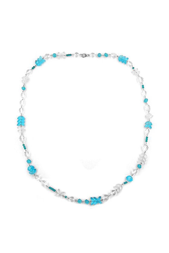 NECKLACE GLASS BEADS LIGHT BLUE 80CM
