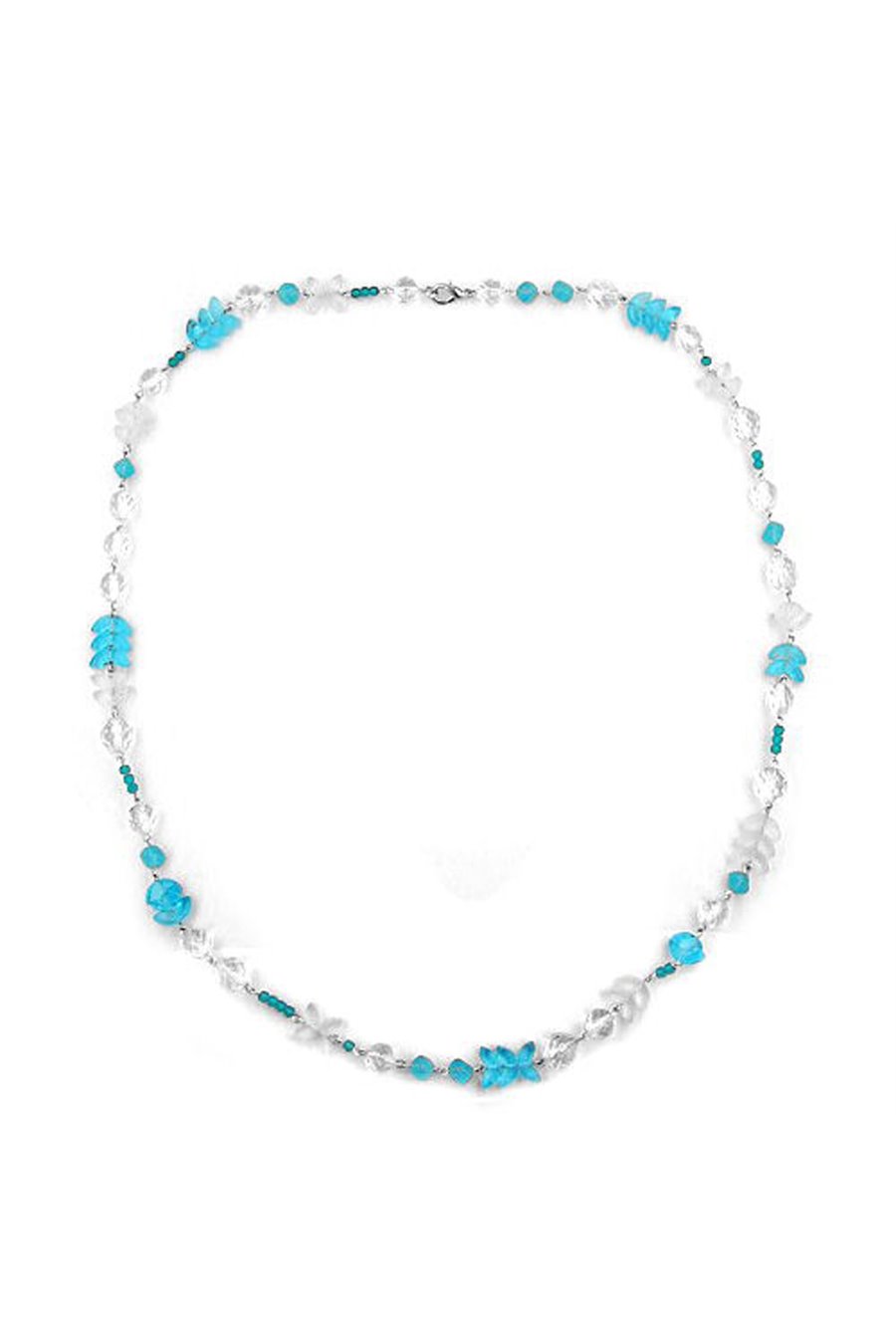 NECKLACE GLASS BEADS LIGHT BLUE 80CM