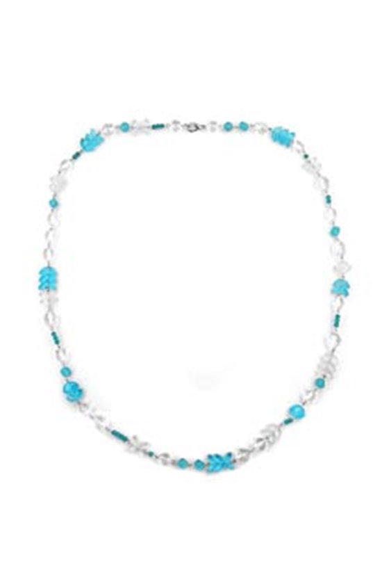NECKLACE GLASS BEADS LIGHT BLUE 80CM
