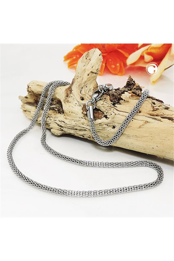 NECKLACE MESH LINK CHAIN STAINLESS STEEL