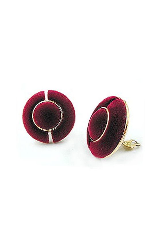 CLIP-ON EARRING ROUND VELOUR RED GOLD COLORED