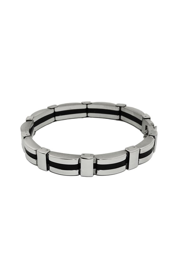 BRACELET BLACK RIBBON STAINLESS STEEL