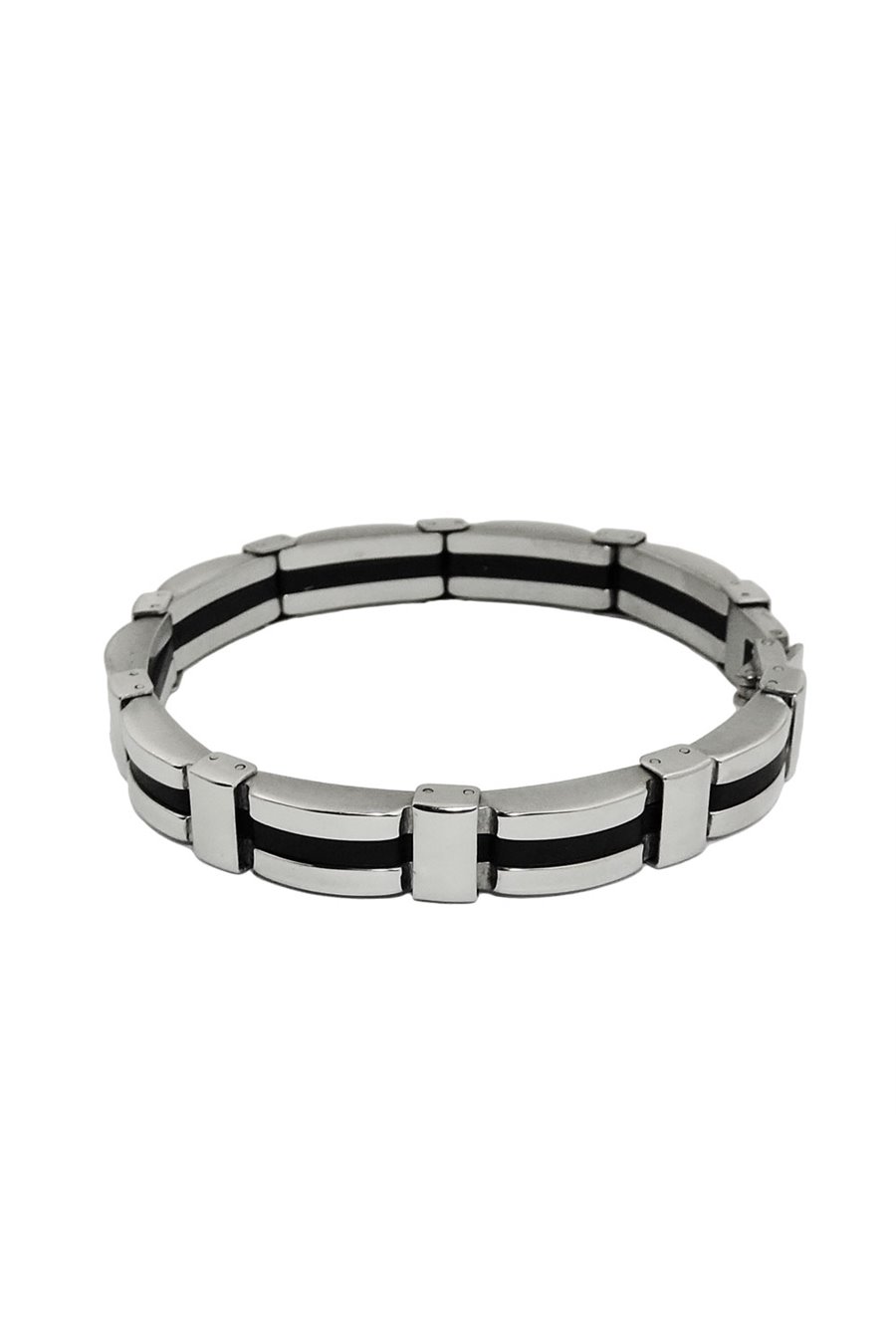 BRACELET BLACK RIBBON STAINLESS STEEL