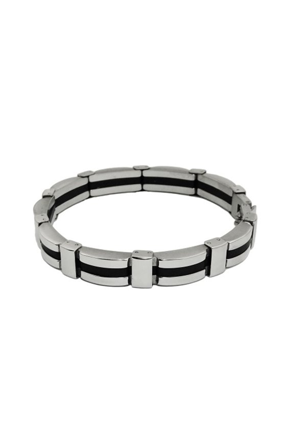 BRACELET BLACK RIBBON STAINLESS STEEL
