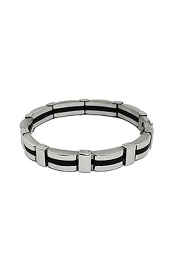 BRACELET BLACK RIBBON STAINLESS STEEL
