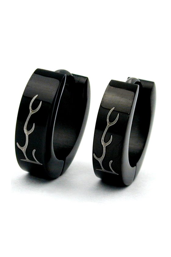 HOOP EARRINGS BLACK STAINLESS STEEL