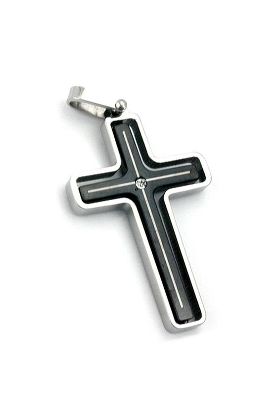PENDANT CROSS ZIRCONIA STAINLESS STEEL