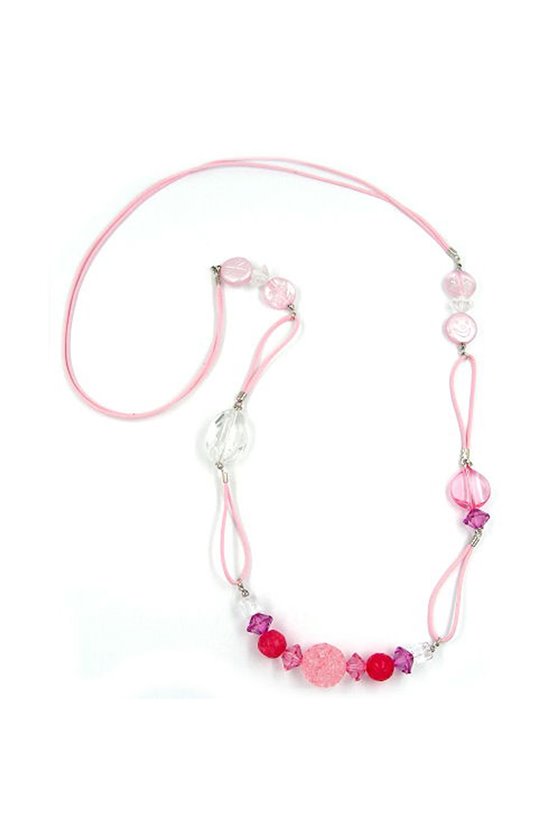 NECKLACE BEADS PINK-ROSE 90CM