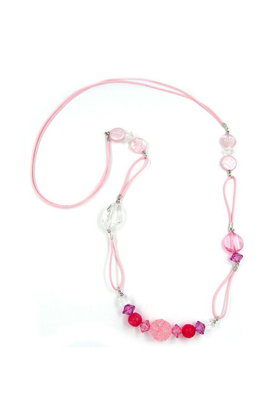 NECKLACE BEADS PINK-ROSE 90CM