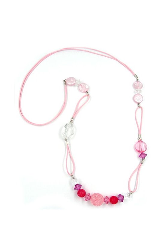 NECKLACE BEADS PINK-ROSE 90CM