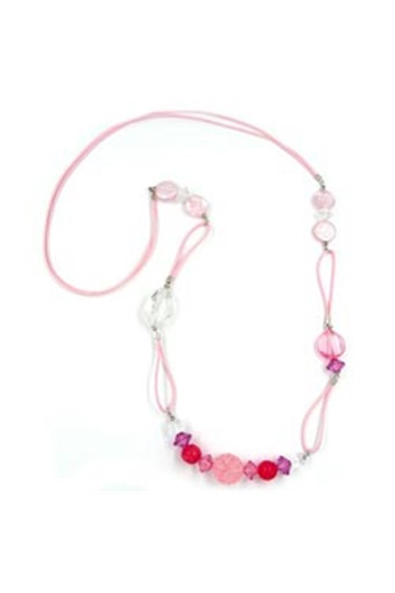 NECKLACE BEADS PINK-ROSE 90CM
