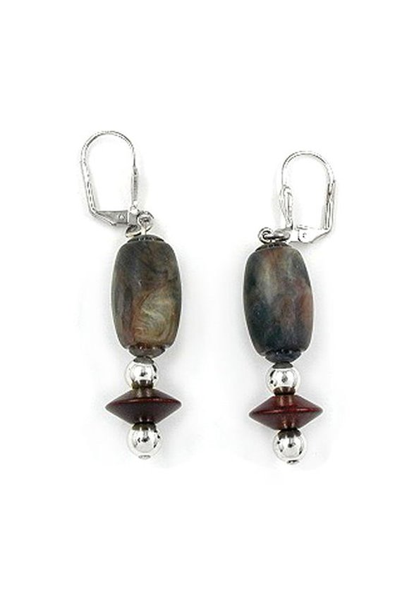 LEVERBACK EARRINGS DARK BROWN GREY