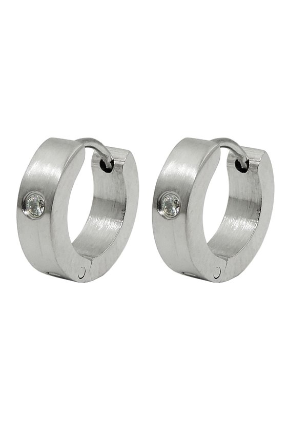 EARRINGS HOOPS GLASS STONE STAINLESS STEEL