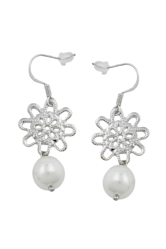 HOOK EARRINGS BEAD WHITE WAX