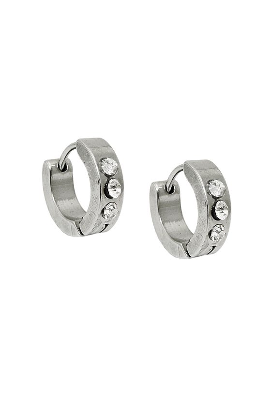 EARRING HOOPS ZIRCONIA STAINLESS STEEL