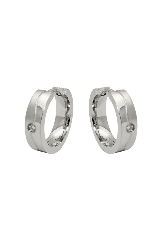 EARRING HOOPS ZIRCONIA STAINLESS STEEL