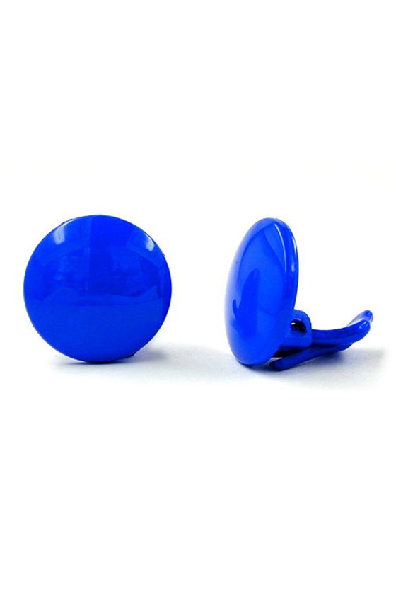 CLIP-ON EARRING ROUND BLUE PLASTIC