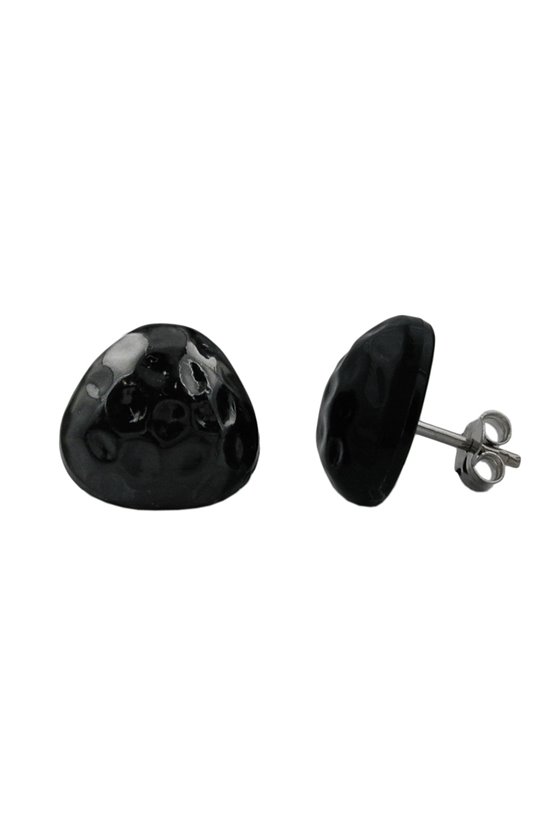 STUD EARRINGS TRIANGLE HAMMERED BLACK