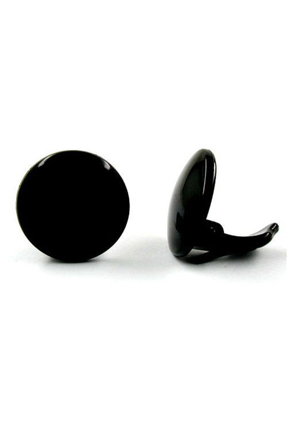 CLIP-ON EARRING ROUND BLACK PLASTIC